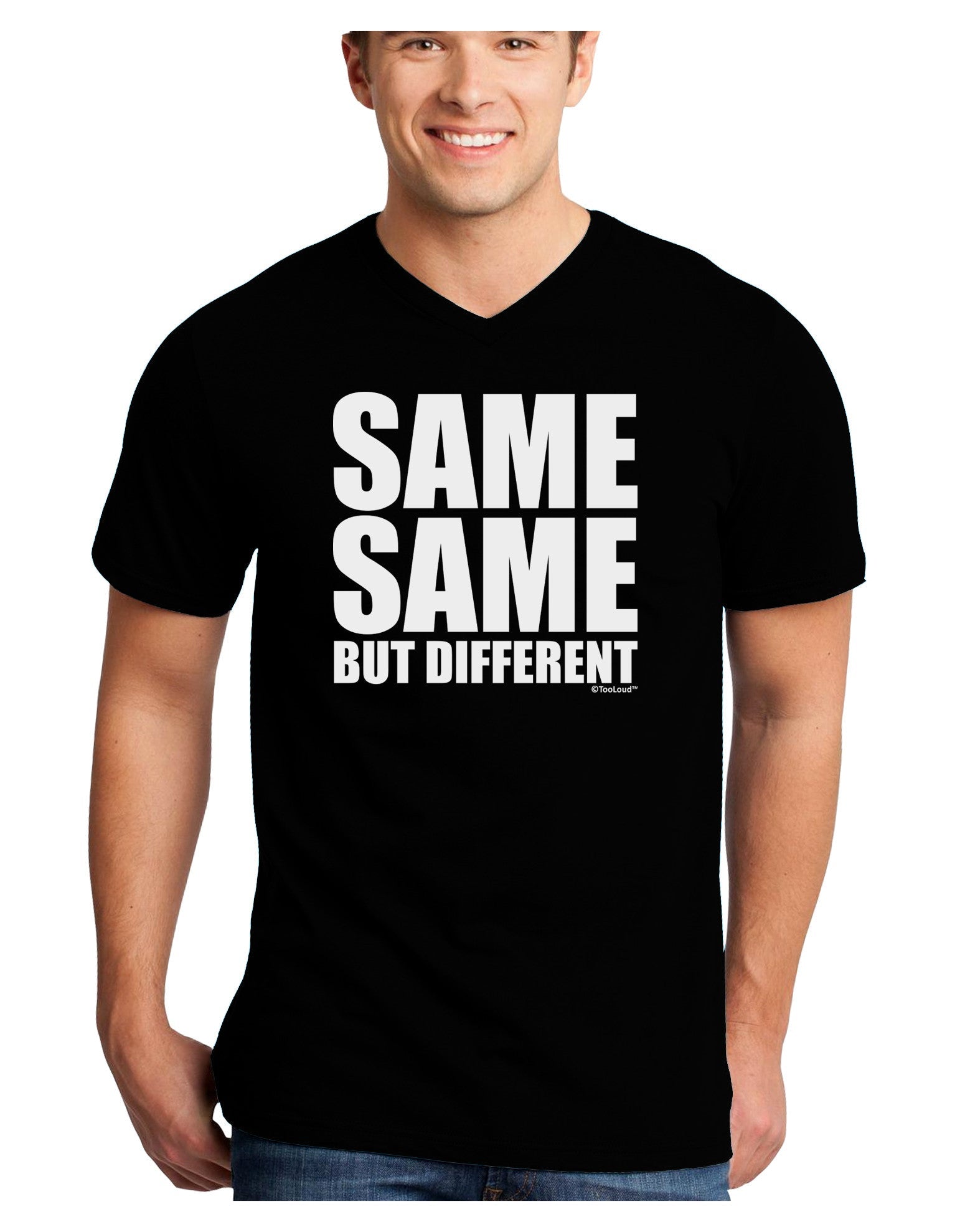 Same Same But Different Adult Dark V-Neck T-Shirt-Mens V-Neck T-Shirt-TooLoud-Black-Small-Davson Sales