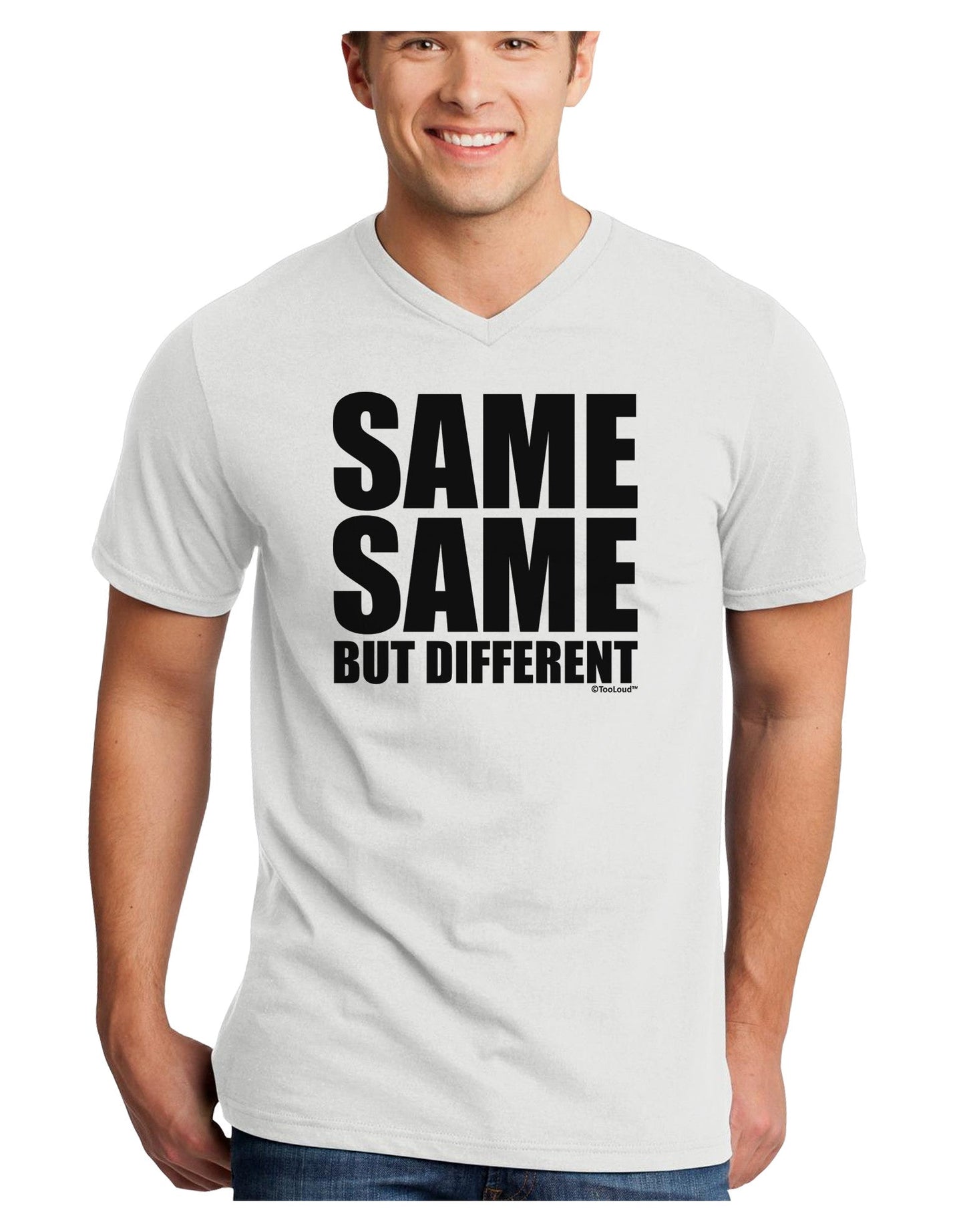 Same Same But Different Adult V-Neck T-shirt-Mens V-Neck T-Shirt-TooLoud-White-Small-Davson Sales
