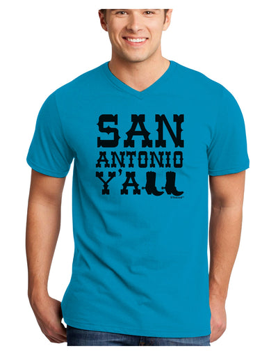 San Antonio Y'all - Boots - Texas Pride Adult V-Neck T-shirt by TooLoud-Mens V-Neck T-Shirt-TooLoud-Turquoise-Small-Davson Sales