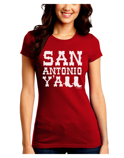 San Antonio Y'all - Boots - Texas Pride Juniors Crew Dark T-Shirt by TooLoud-T-Shirts Juniors Tops-TooLoud-Red-Juniors Fitted Small-Davson Sales