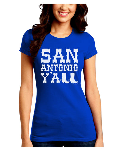 San Antonio Y'all - Boots - Texas Pride Juniors Crew Dark T-Shirt by TooLoud-T-Shirts Juniors Tops-TooLoud-Royal-Blue-Juniors Fitted Small-Davson Sales