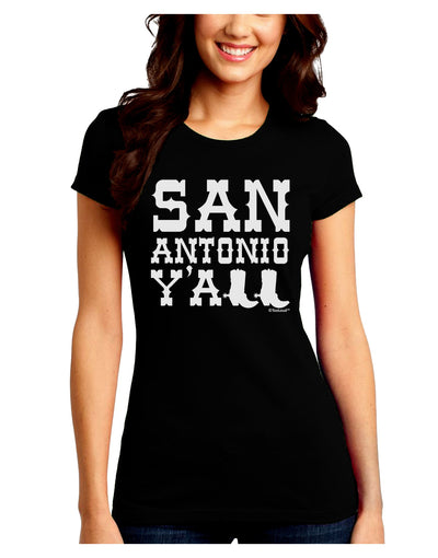 San Antonio Y'all - Boots - Texas Pride Juniors Crew Dark T-Shirt by TooLoud-T-Shirts Juniors Tops-TooLoud-Black-Juniors Fitted Small-Davson Sales