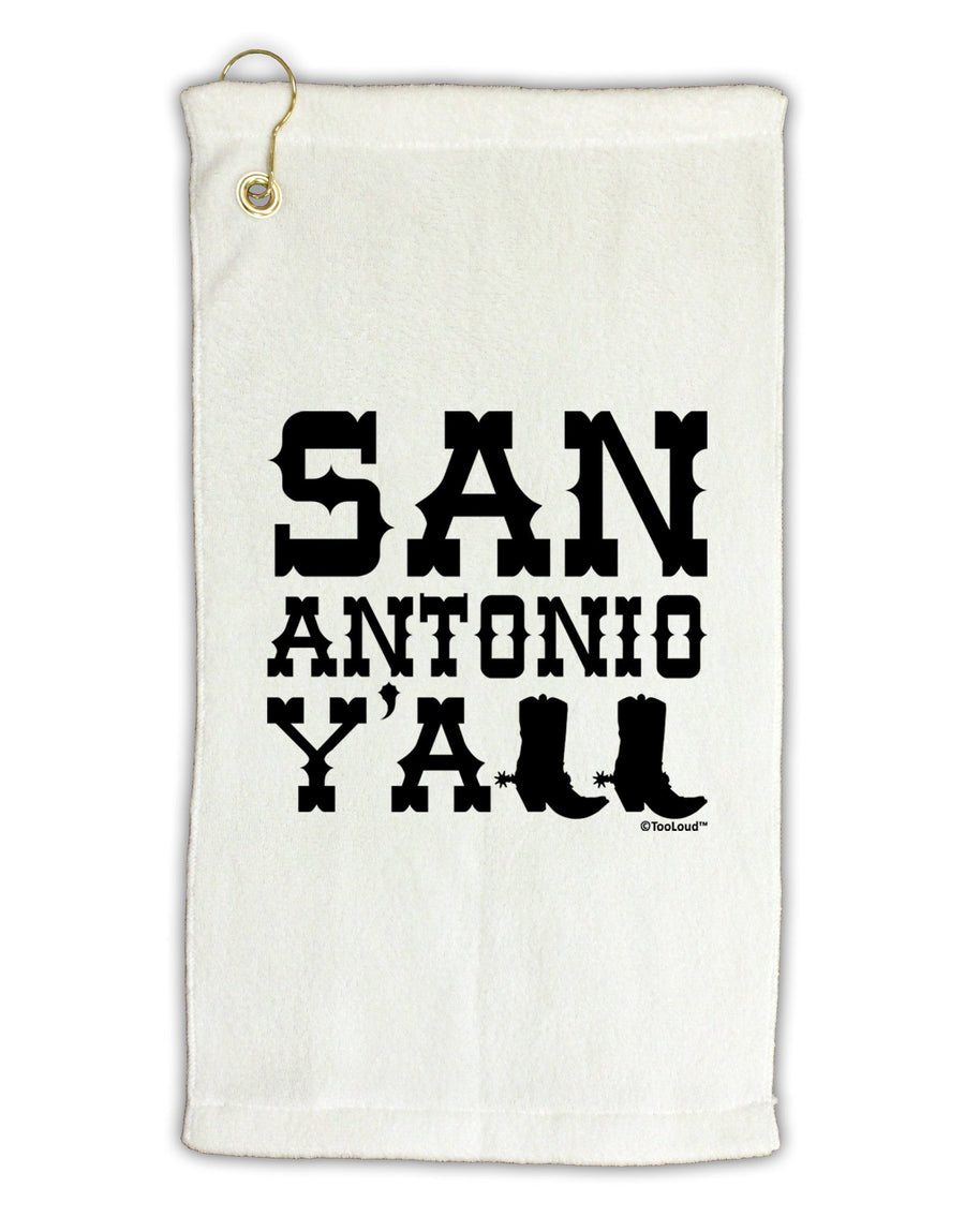 San Antonio Y'all - Boots - Texas Pride Micro Terry Gromet Golf Towel 16 x 25 inch by TooLoud-Golf Towel-TooLoud-White-Davson Sales