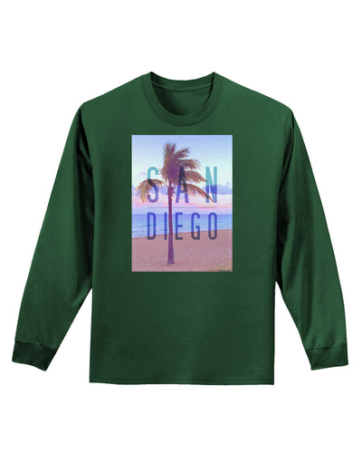 San Diego Beach Filter Adult Long Sleeve Dark T-Shirt-TooLoud-Dark-Green-Small-Davson Sales