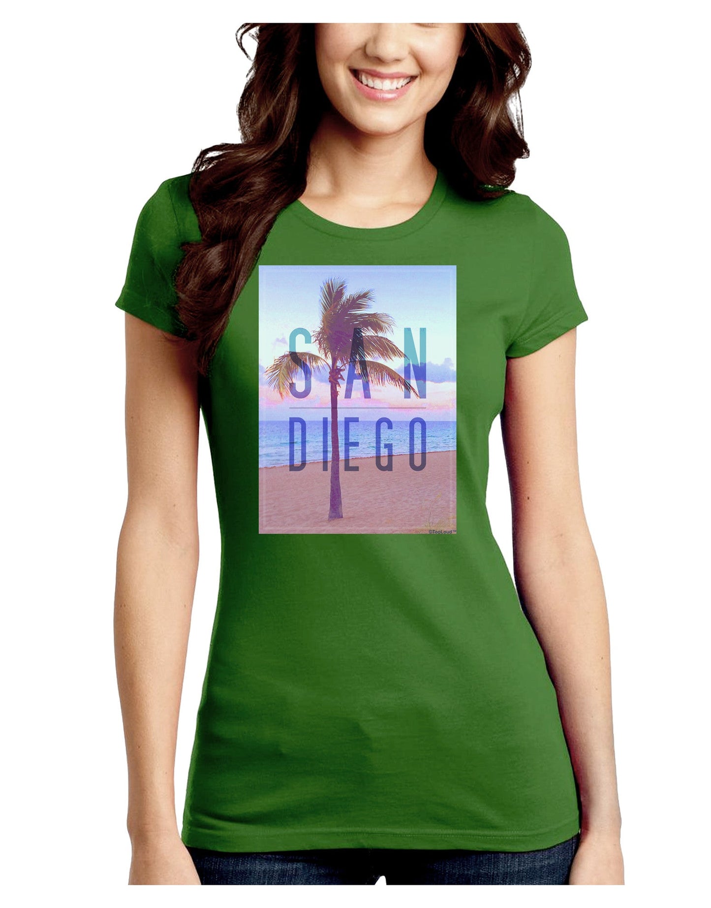 San Diego Beach Filter Juniors Petite Crew Dark T-Shirt-T-Shirts Juniors Tops-TooLoud-Kiwi-Green-Juniors Fitted Small-Davson Sales