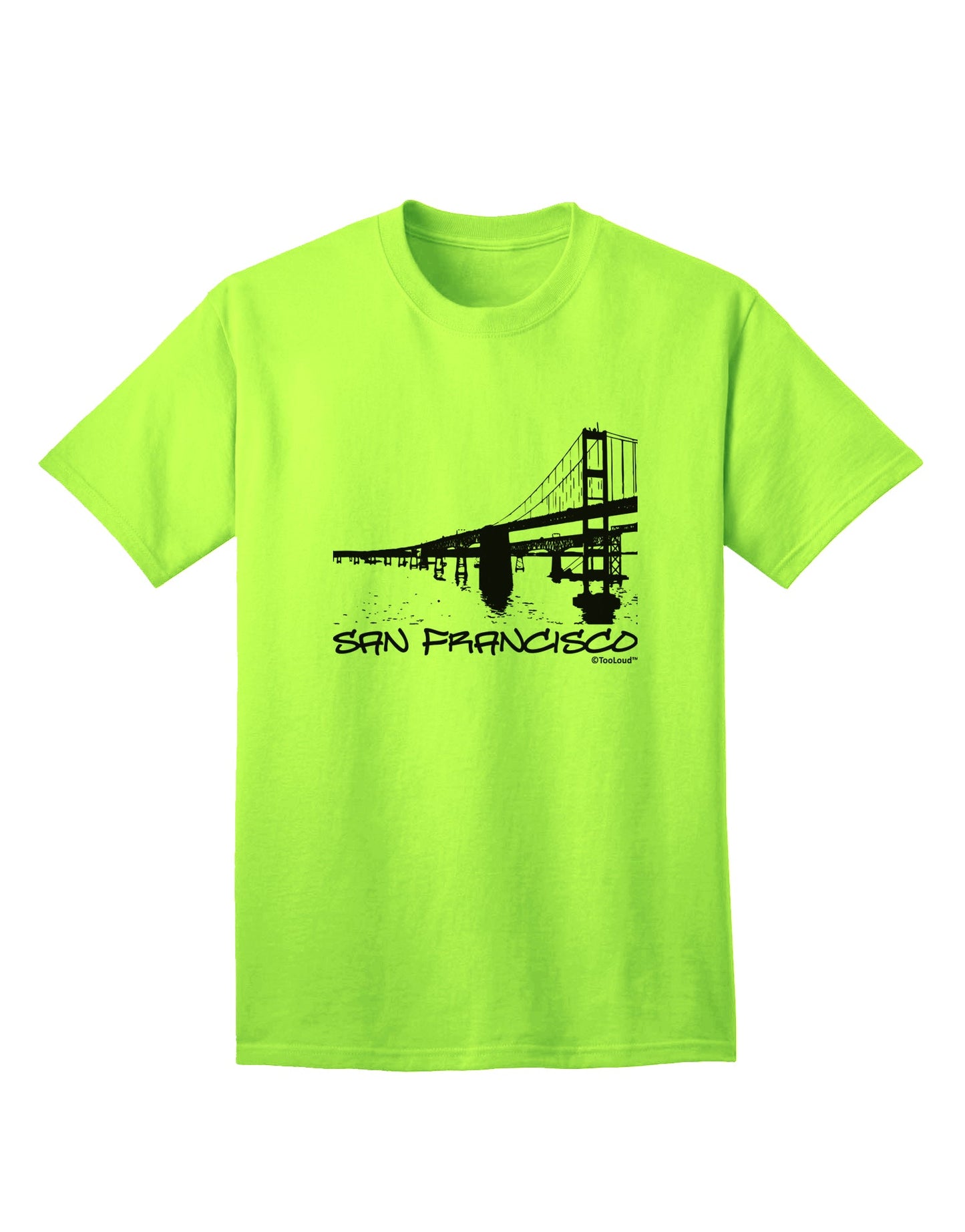 San Francisco Adult T-Shirt with Bay Bridge Cutout Design - Exclusively by TooLoud-Mens T-shirts-TooLoud-Neon-Green-Small-Davson Sales