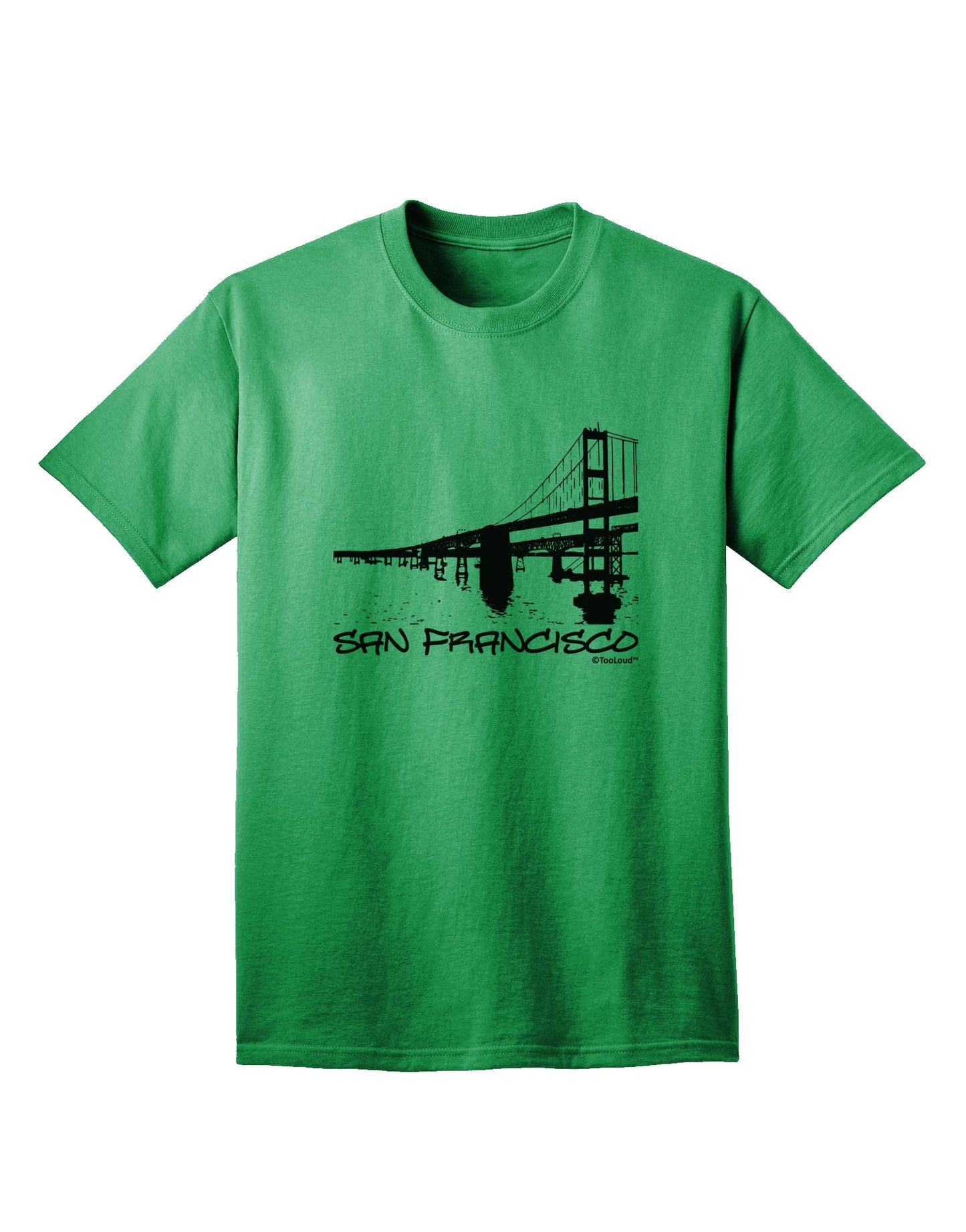 San Francisco Adult T-Shirt with Bay Bridge Cutout Design - Exclusively by TooLoud-Mens T-shirts-TooLoud-Kelly-Green-Small-Davson Sales