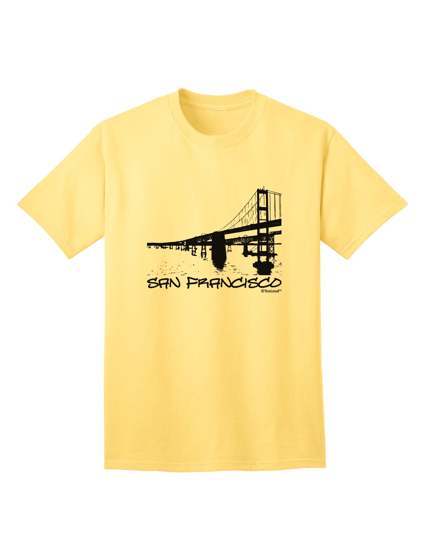 San Francisco Adult T-Shirt with Bay Bridge Cutout Design - Exclusively by TooLoud-Mens T-shirts-TooLoud-Yellow-Small-Davson Sales