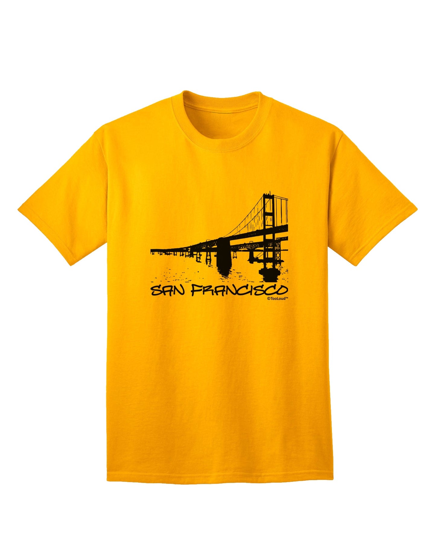 San Francisco Adult T-Shirt with Bay Bridge Cutout Design - Exclusively by TooLoud-Mens T-shirts-TooLoud-Gold-Small-Davson Sales