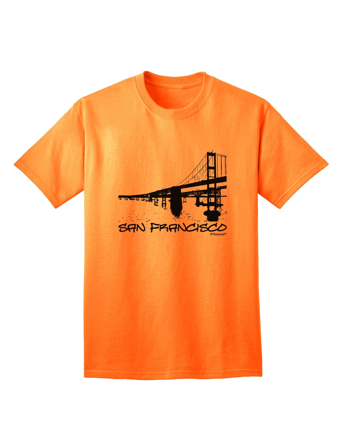 San Francisco Adult T-Shirt with Bay Bridge Cutout Design - Exclusively by TooLoud-Mens T-shirts-TooLoud-Neon-Orange-Small-Davson Sales