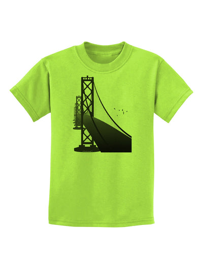 San Francisco Bay Bridge Childrens T-Shirt-Childrens T-Shirt-TooLoud-Lime-Green-X-Small-Davson Sales