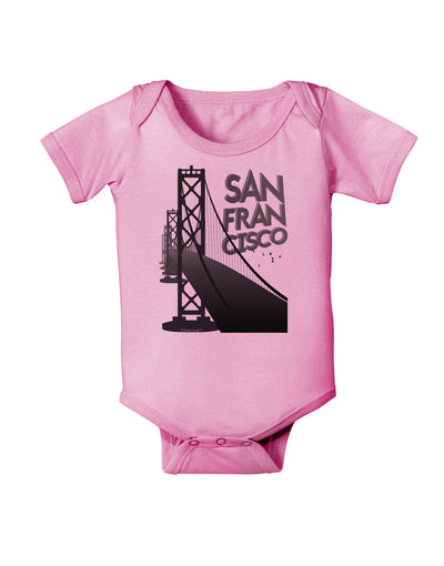 San Francisco Text Bay Bridge Baby Romper Bodysuit-Baby Romper-TooLoud-Pink-06-Months-Davson Sales