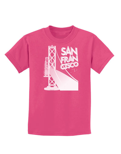 San Francisco Text Bay Bridge Childrens Dark T-Shirt-Childrens T-Shirt-TooLoud-Sangria-X-Small-Davson Sales