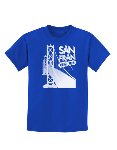 San Francisco Text Bay Bridge Childrens Dark T-Shirt-Childrens T-Shirt-TooLoud-Royal-Blue-X-Small-Davson Sales