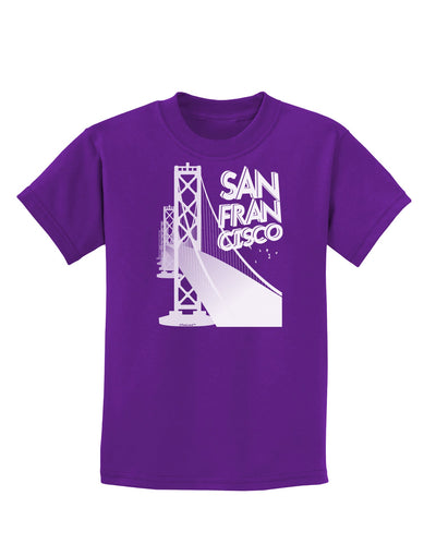 San Francisco Text Bay Bridge Childrens Dark T-Shirt-Childrens T-Shirt-TooLoud-Purple-X-Small-Davson Sales