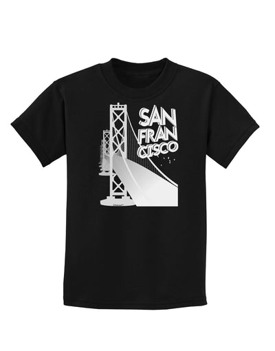 San Francisco Text Bay Bridge Childrens Dark T-Shirt-Childrens T-Shirt-TooLoud-Black-X-Small-Davson Sales