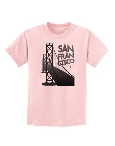 San Francisco Text Bay Bridge Childrens T-Shirt-Childrens T-Shirt-TooLoud-PalePink-X-Small-Davson Sales