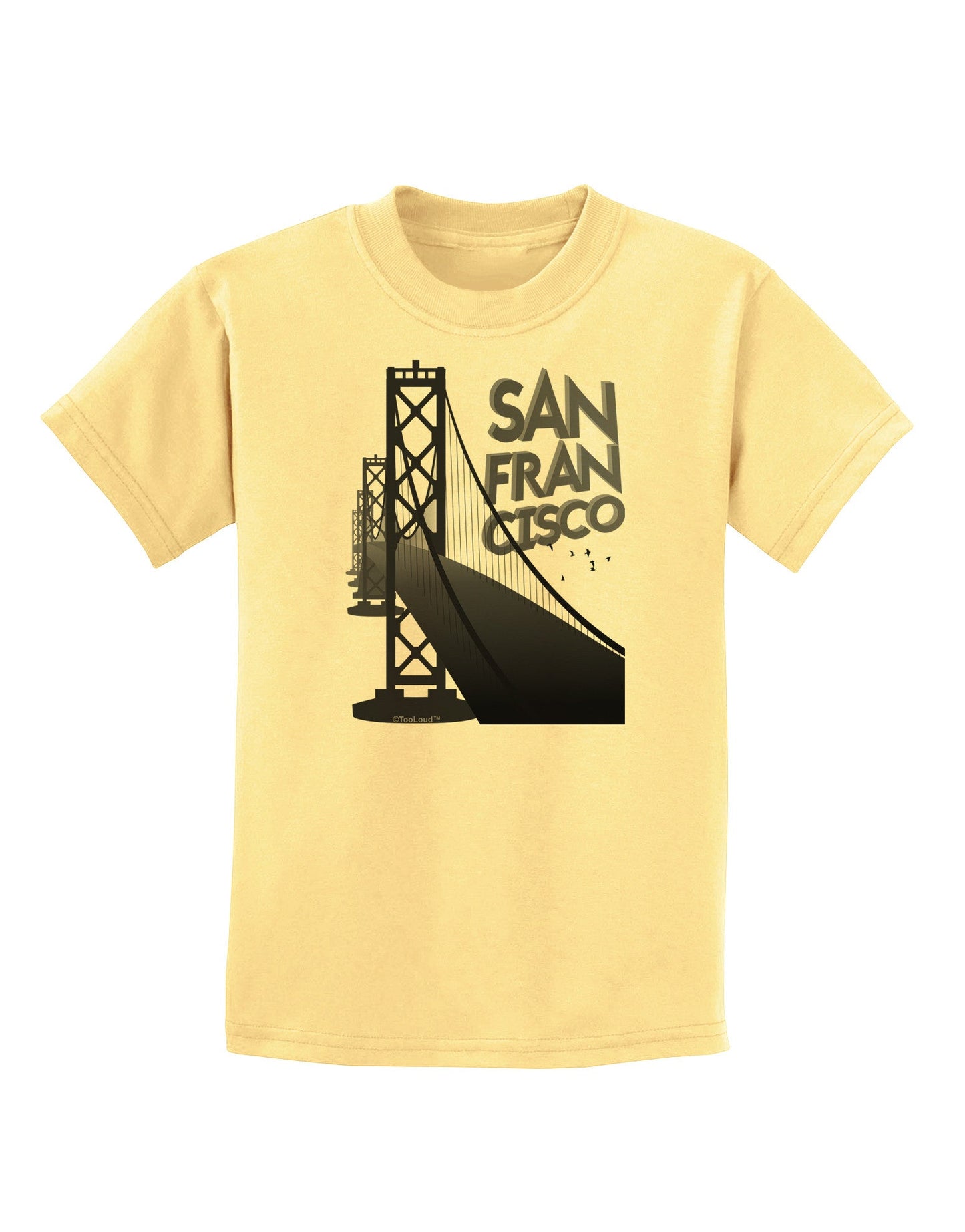 San Francisco Text Bay Bridge Childrens T-Shirt-Childrens T-Shirt-TooLoud-Daffodil-Yellow-X-Small-Davson Sales