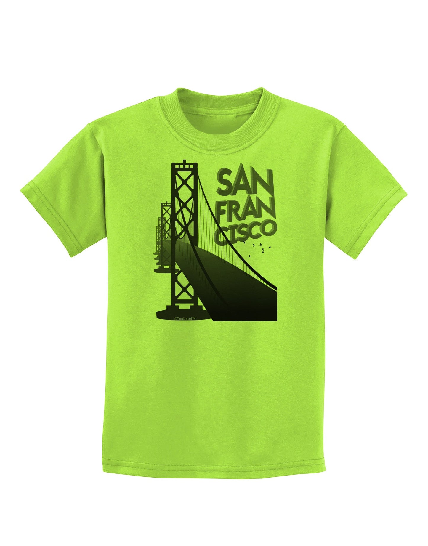 San Francisco Text Bay Bridge Childrens T-Shirt-Childrens T-Shirt-TooLoud-Lime-Green-X-Small-Davson Sales