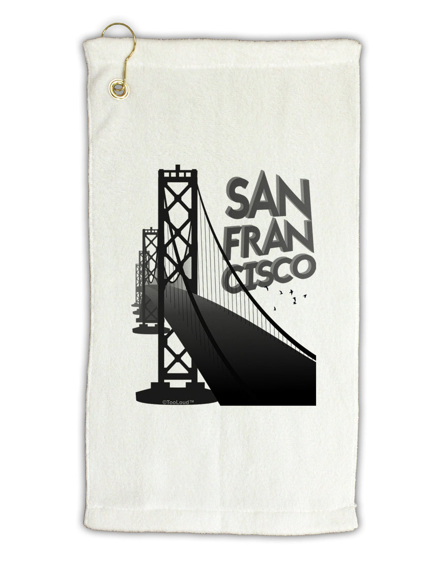 San Francisco Text Bay Bridge Micro Terry Gromet Golf Towel 16 x 25 inch-Golf Towel-TooLoud-White-Davson Sales