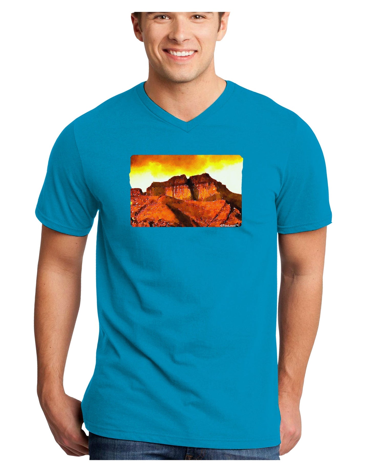 San Juan Mountain Range CO Adult Dark V-Neck T-Shirt-TooLoud-Turquoise-Small-Davson Sales