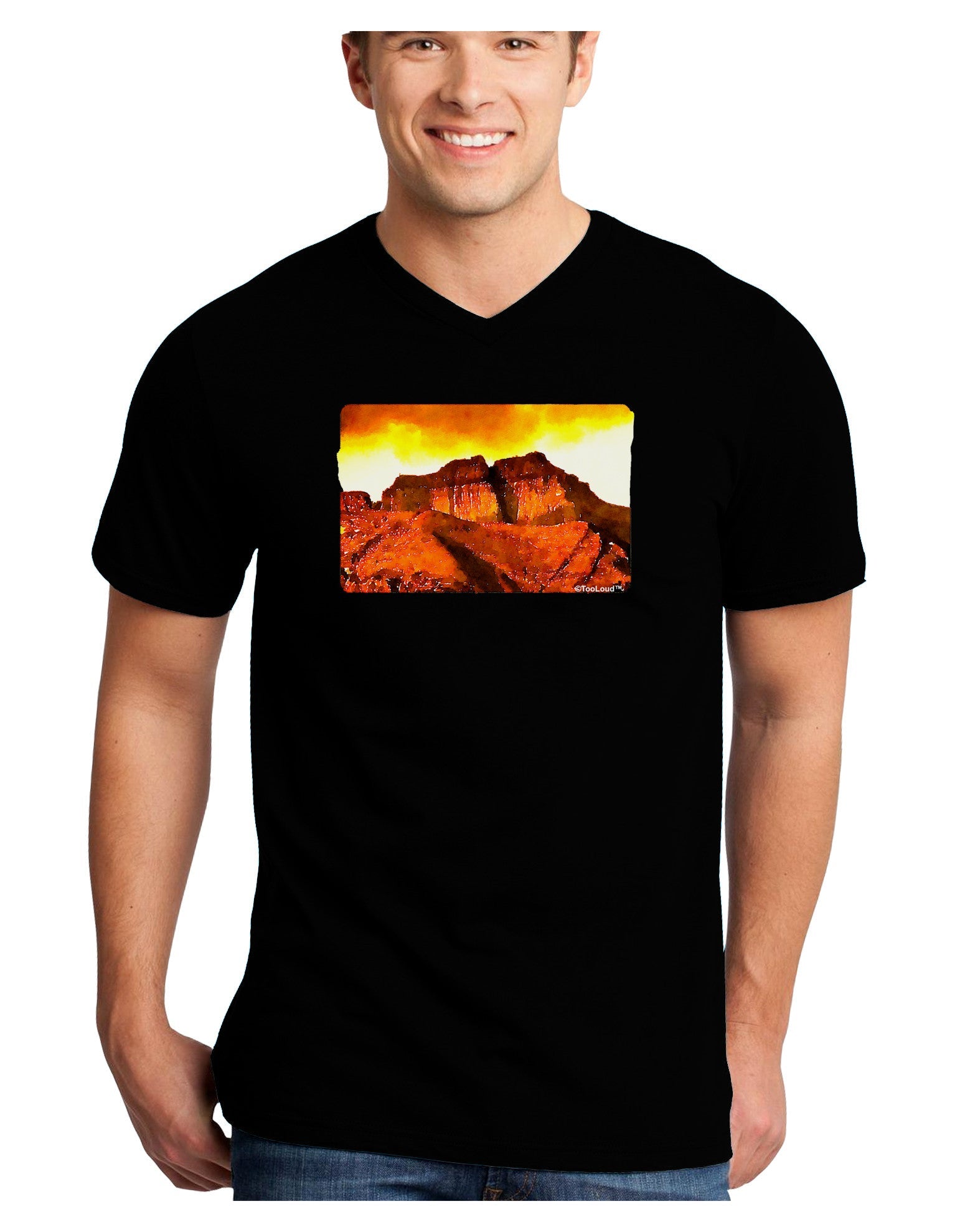 San Juan Mountain Range CO Adult Dark V-Neck T-Shirt-TooLoud-Black-Small-Davson Sales