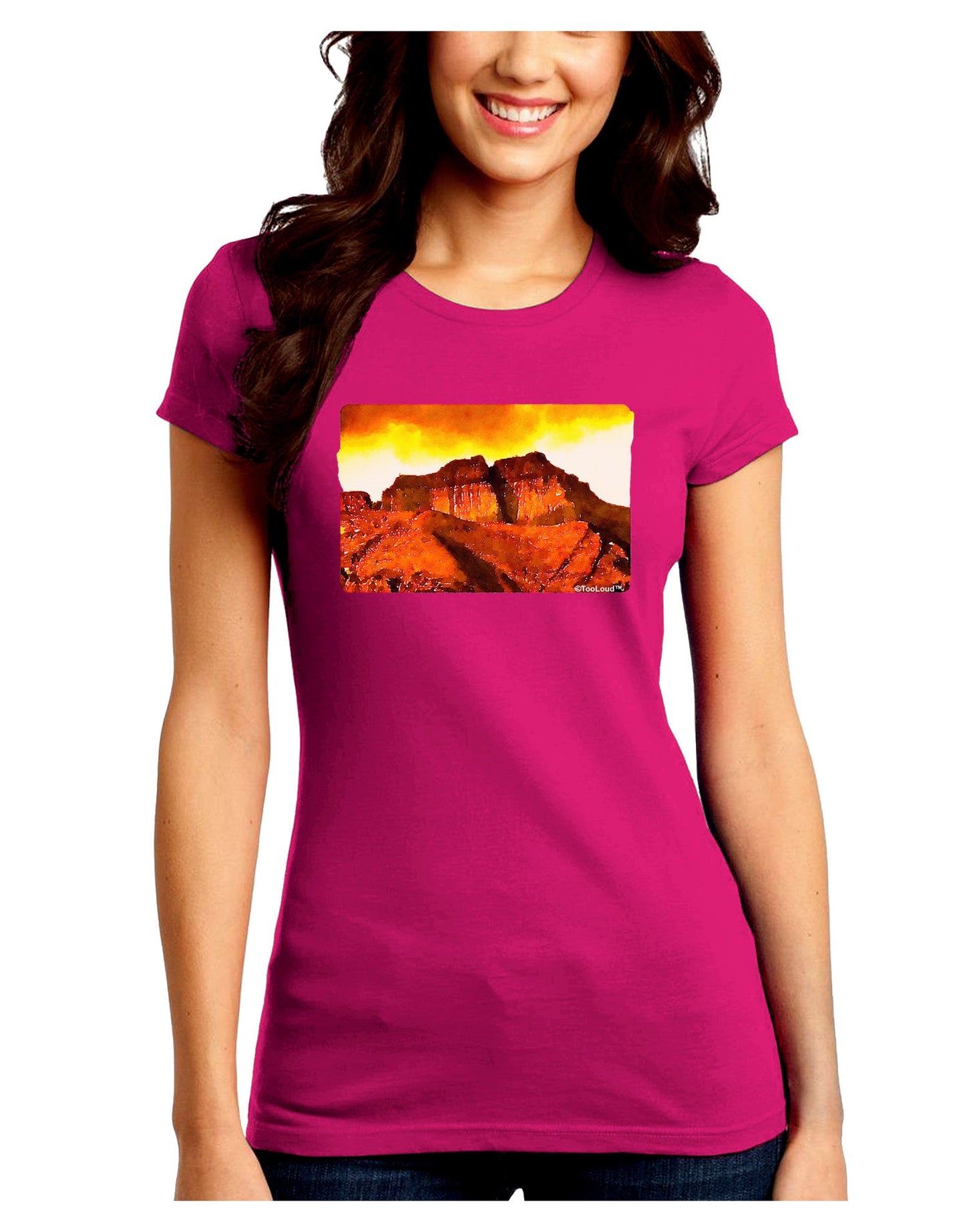 San Juan Mountain Range CO Juniors Petite Crew Dark T-Shirt-T-Shirts Juniors Tops-TooLoud-Hot-Pink-Juniors Fitted Small-Davson Sales