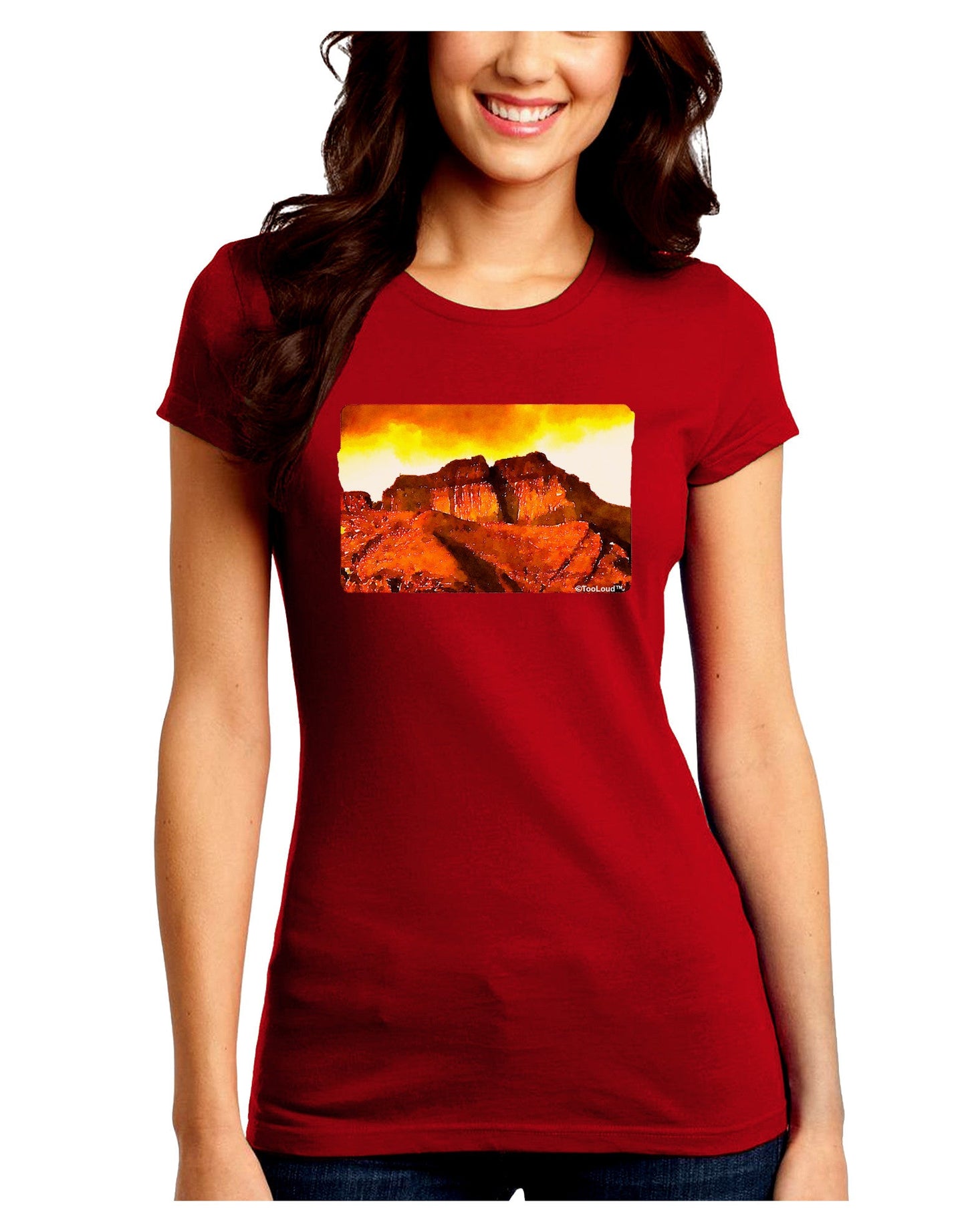 San Juan Mountain Range CO Juniors Petite Crew Dark T-Shirt-T-Shirts Juniors Tops-TooLoud-Red-Juniors Fitted Small-Davson Sales