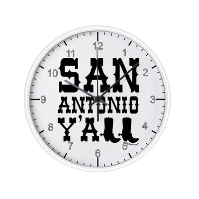 San Antonio Y'all - Boots - Texas Pride 10 Inch Round Wall Clock with Numbers by TooLoud