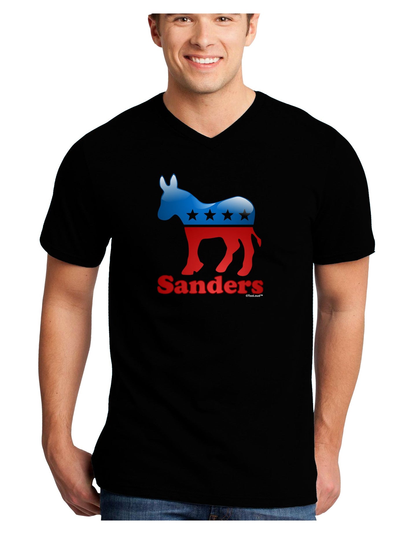 Sanders Bubble Symbol Adult Dark V-Neck T-Shirt-TooLoud-Black-Small-Davson Sales
