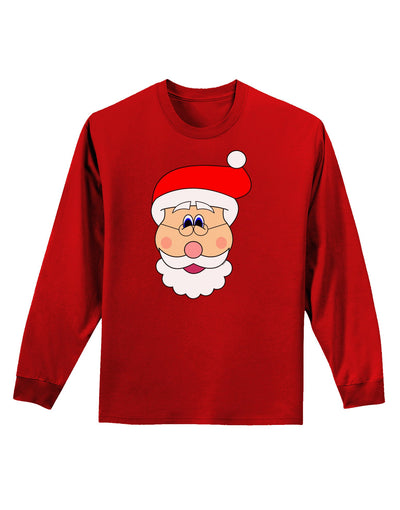 Santa Claus Face Christmas Adult Long Sleeve Dark T-Shirt-TooLoud-Red-Small-Davson Sales