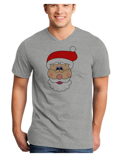 Santa Claus Face Christmas Adult V-Neck T-shirt-Mens V-Neck T-Shirt-TooLoud-HeatherGray-Small-Davson Sales