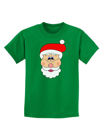 Santa Claus Face Christmas Childrens Dark T-Shirt-Childrens T-Shirt-TooLoud-Kelly-Green-X-Small-Davson Sales