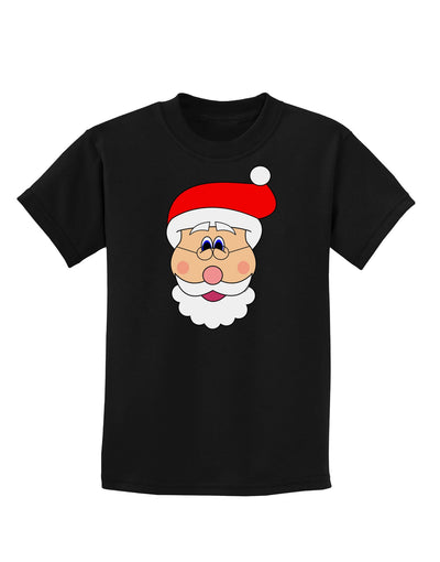 Santa Claus Face Christmas Childrens Dark T-Shirt-Childrens T-Shirt-TooLoud-Black-X-Small-Davson Sales