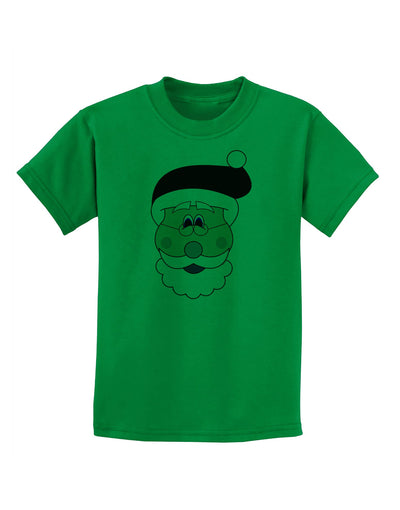 Santa Claus Face Christmas Childrens T-Shirt-Childrens T-Shirt-TooLoud-Kelly-Green-X-Small-Davson Sales