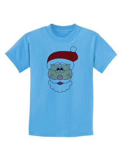 Santa Claus Face Christmas Childrens T-Shirt-Childrens T-Shirt-TooLoud-Aquatic-Blue-X-Small-Davson Sales