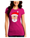 Santa Claus Face Christmas Juniors Crew Dark T-Shirt-T-Shirts Juniors Tops-TooLoud-Hot-Pink-Juniors Fitted Small-Davson Sales