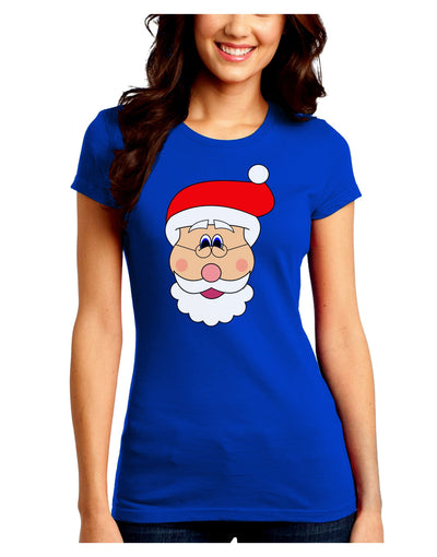 Santa Claus Face Christmas Juniors Crew Dark T-Shirt-T-Shirts Juniors Tops-TooLoud-Royal-Blue-Juniors Fitted Small-Davson Sales