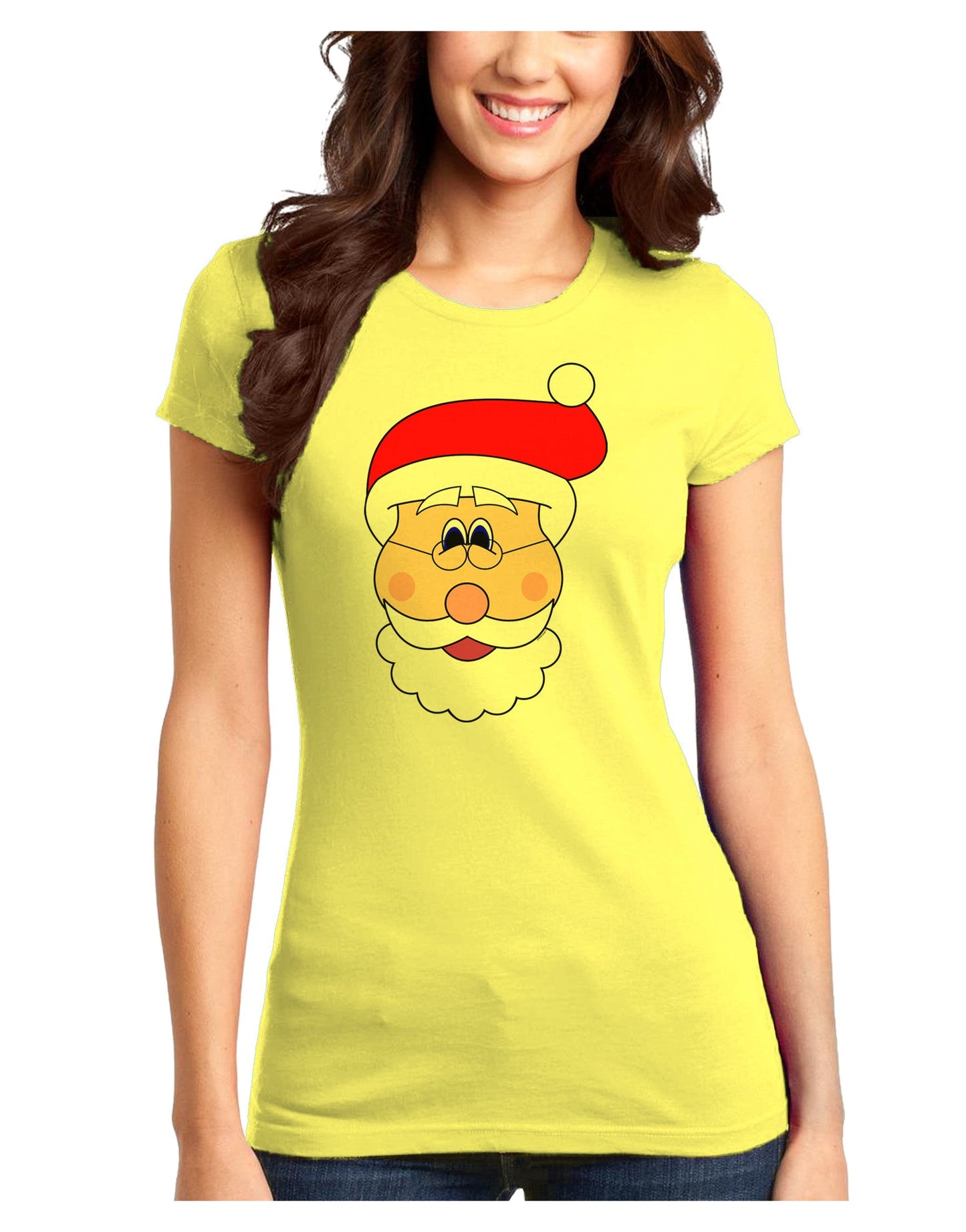 Santa Claus Face Christmas Juniors T-Shirt-Womens Juniors T-Shirt-TooLoud-Yellow-Juniors Fitted XS-Davson Sales