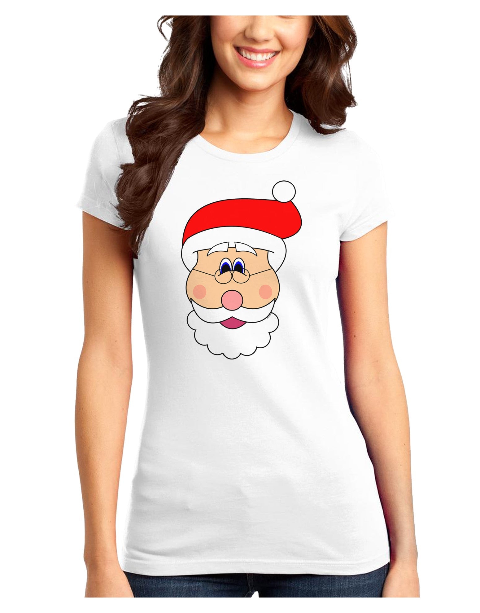 Santa Claus Face Christmas Juniors T-Shirt-Womens Juniors T-Shirt-TooLoud-White-Juniors Fitted XS-Davson Sales
