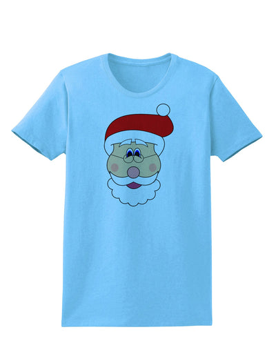 Santa Claus Face Christmas Womens T-Shirt-Womens T-Shirt-TooLoud-Aquatic-Blue-X-Small-Davson Sales