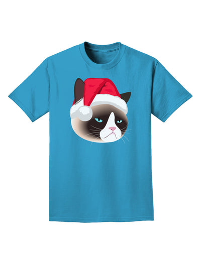 Santa Hat Disgruntled Siamese Cat Adult Dark T-Shirt-Mens T-Shirt-TooLoud-Turquoise-Small-Davson Sales