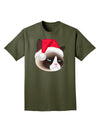 Santa Hat Disgruntled Siamese Cat Adult Dark T-Shirt-Mens T-Shirt-TooLoud-Military-Green-Small-Davson Sales