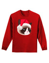 Santa Hat Disgruntled Siamese Cat Adult Long Sleeve Dark T-Shirt-TooLoud-Red-Small-Davson Sales