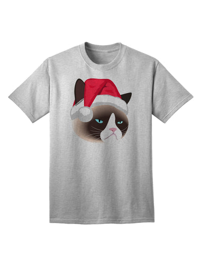 Santa Hat Disgruntled Siamese Cat Adult T-Shirt-Mens T-Shirt-TooLoud-AshGray-Small-Davson Sales