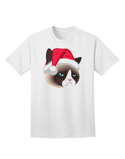 Santa Hat Disgruntled Siamese Cat Adult T-Shirt-Mens T-Shirt-TooLoud-White-Small-Davson Sales