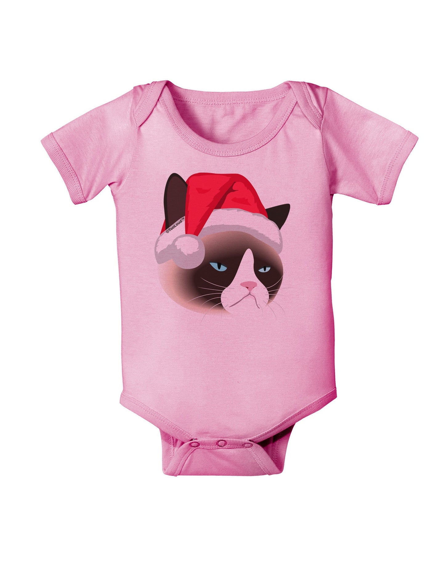 Santa Hat Disgruntled Siamese Cat Baby Romper Bodysuit by-Baby Romper-TooLoud-Pink-06-Months-Davson Sales