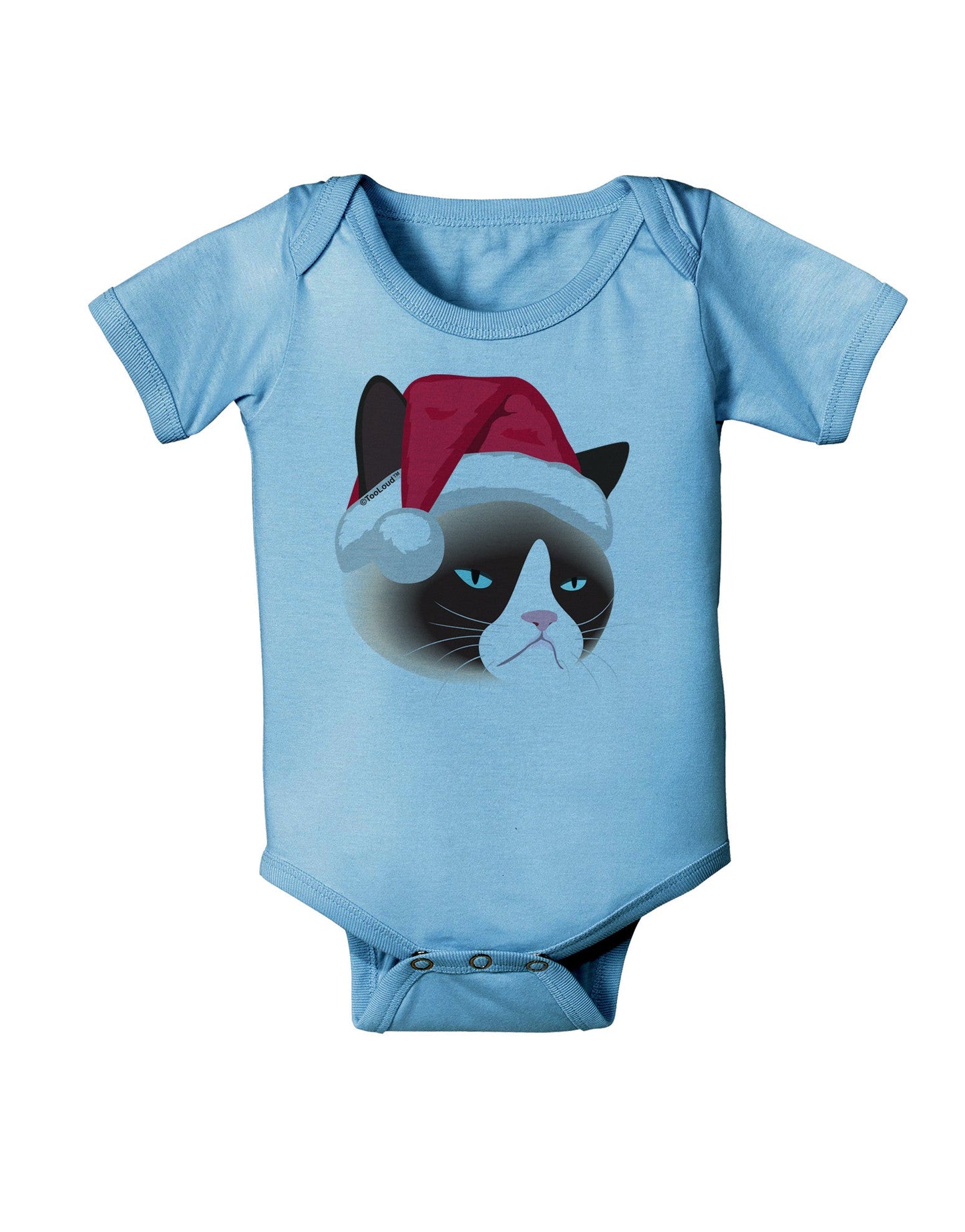 Santa Hat Disgruntled Siamese Cat Baby Romper Bodysuit by-Baby Romper-TooLoud-LightBlue-06-Months-Davson Sales