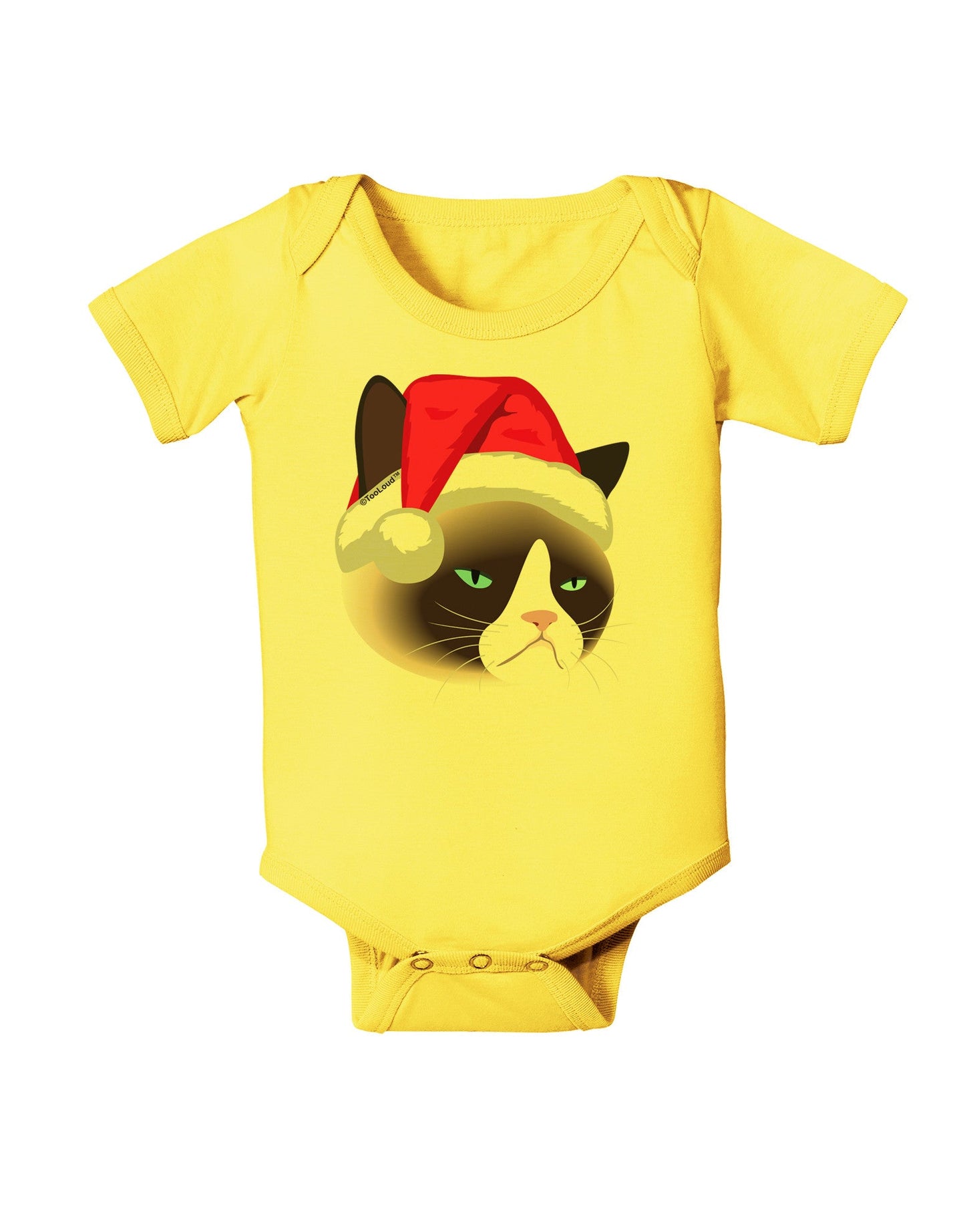 Santa Hat Disgruntled Siamese Cat Baby Romper Bodysuit by-Baby Romper-TooLoud-Yellow-06-Months-Davson Sales