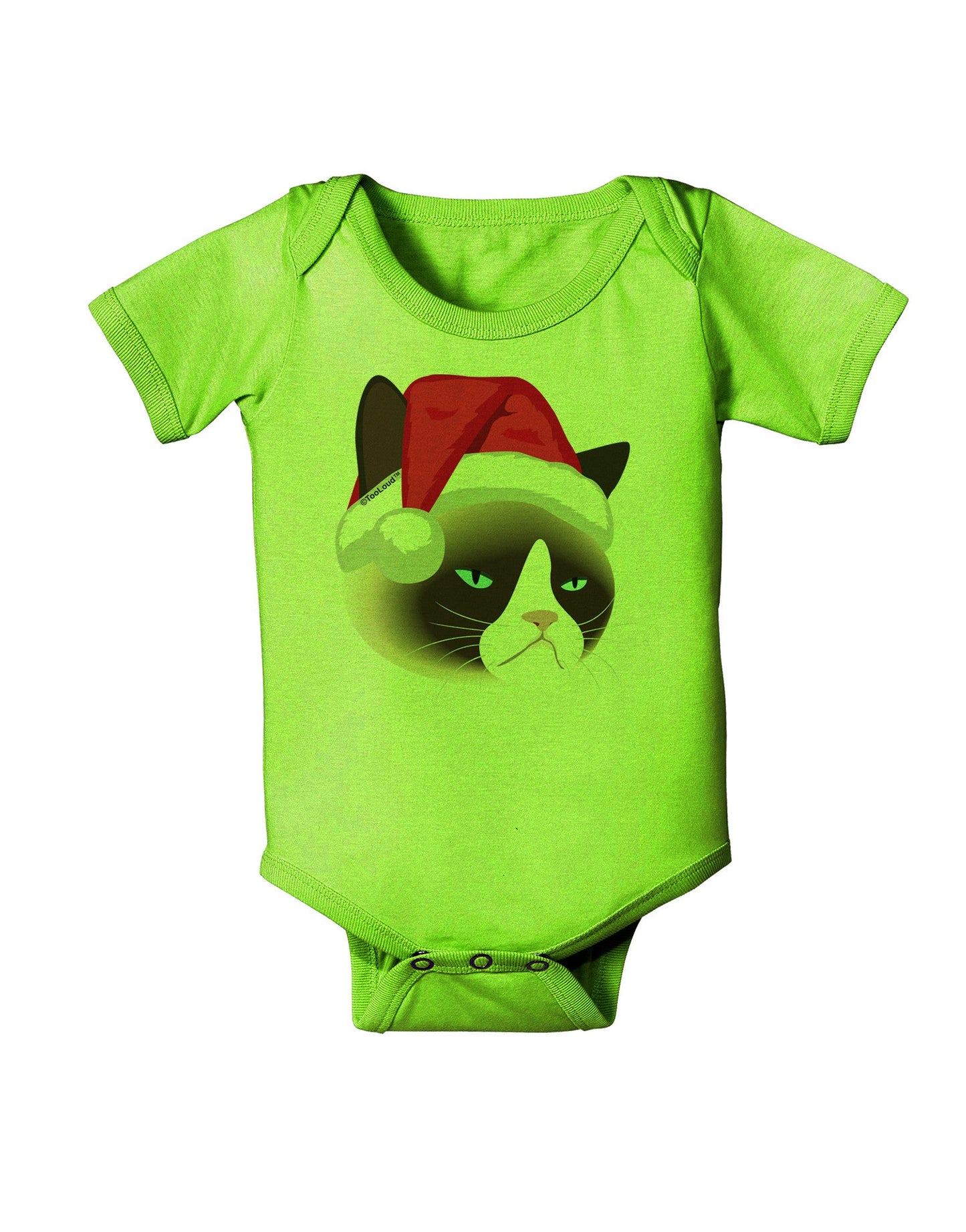Santa Hat Disgruntled Siamese Cat Baby Romper Bodysuit by-Baby Romper-TooLoud-Lime-06-Months-Davson Sales